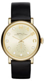 Marc Jacobs Baker Gold Dial Black Leather Strap Watch for Women - MBM1399