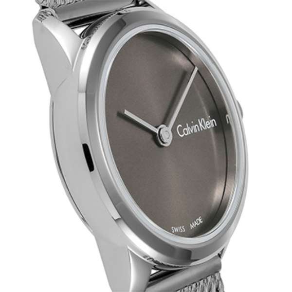 Calvin Klein Minimal Grey Dial Silver Mesh Bracelet Watch for Women - K3M231Y3