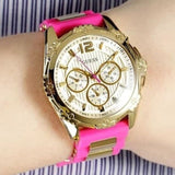 Guess Intrepid White Dial Two Tone Silicon Strap Watch For Women - W0325L3