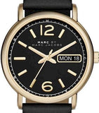 Marc Jacobs Fergus Black Dial Black Leather Strap Watch for Women - MBM8651