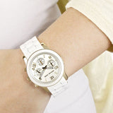Michael Kors Runway Chronograph White Dial White Steel Strap Watch for Women - MK5145