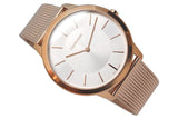 Calvin Klein Minimal White Dial Rose Gold Mesh Bracelet Watch for Men - K3M21626