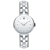 Movado Sapphire Diamonds Silver Dial Silver Steel Strap Watch For Women - 606814