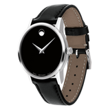 Movado Museum Black Dial Black Leather Strap Watch For Men - 2100002