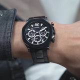 Guess Edge Chronograph Black Dial Black Steel Strap Watch For Men - GW0539G3