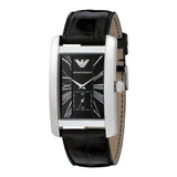 Emporio Armani Black Dial Black Leather Strap Watch For Men - AR0143