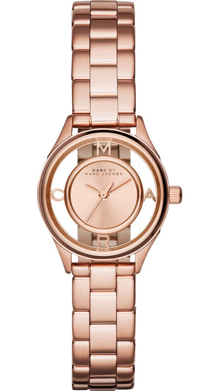 Marc Jacobs Tether Transparent Rose Gold Dial Rose Gold Steel Strap Watch for Women - MBM3417