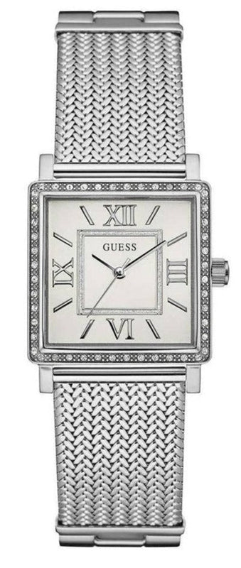 Guess Highline White Dial Silver Mesh Bracelet Watch For Women - W0826L1