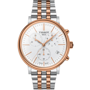 Tissot Carson Premium Chronograph White Dial Two Tone Steel Strap Watch For Men - T122.417.22.011.00