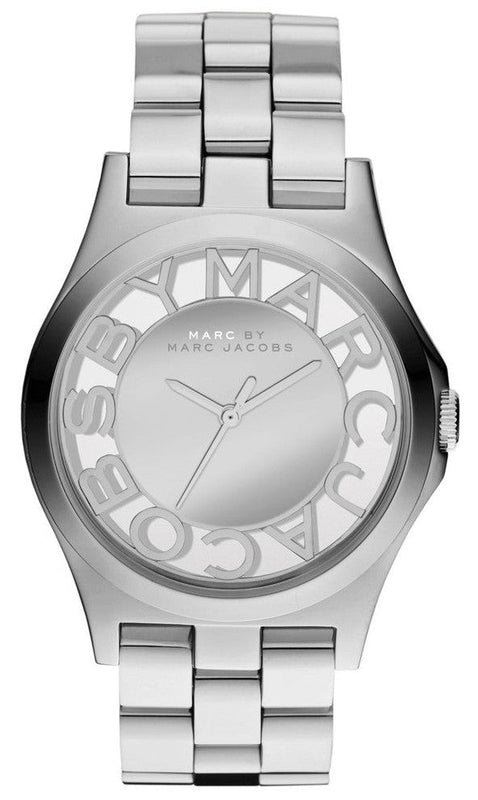 Marc Jacobs Henry Transparent Silver Dial Silver Steel Strap Watch for Women - MBM3205