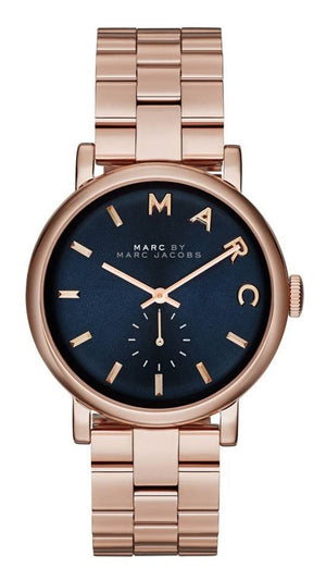 Marc Jacobs Baker Blue Dial Rose Gold Steel Strap Watch for Women - MBM3330