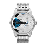 Diesel Mini Daddy Dual Time Silver Dial Stainless Steel Watch For Men - DZ7305