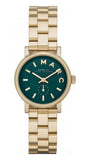 Marc Jacobs Baker Green Dial Gold Steel Strap Watch for Women - MBM3249