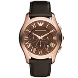 Emporio Armani Chronograph Brown Dial Brown Leather Strap Watch For Men - AR1701