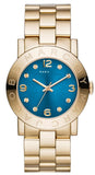 Marc Jacobs Amy Blue Dial Gold Steel Strap Watch for Women - MBM3303