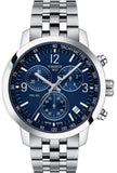 Tissot PRC 200 Chronograph Blue Dial Silver Steel Strap Watch For Men - T114.417.11.047.00