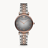 Emporio Armani Gianni T Bar Grey Dial Two Tone Steel Strap Watch For Women - AR1725