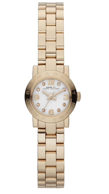 Marc Jacobs Amy Dinky White Dial Gold Steel Strap Watch for Women - MBM3226