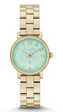 Marc Jacobs Baker Mint Green Dial Gold Steel Strap Watch for Women - MBM3284