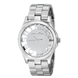 Marc Jacobs Henry Transparent Silver Dial Silver Steel Strap Watch for Women - MBM3205
