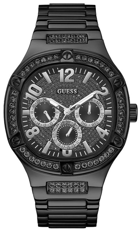 Guess Duke Glitz Crystals Black Dial Black Steel Strap Watch For Men - GW0576G3