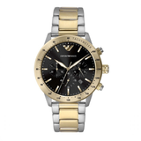 Emporio Armani Chronograph Black Dial Two Tone Steel Strap Watch For Men - AR11521