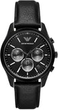 Emporio Armani Antonio Chronograph Black Dial Black Leather Strap Watch for Men - AR11583