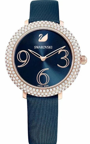 Swarovski Crystal Frost Blue Dial Blue Leather Strap Watch for Women - 5484061