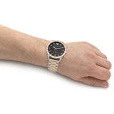 Emporio Armani Chronograph Black Dial Two Tone Steel Strap Watch For Men - AR11521