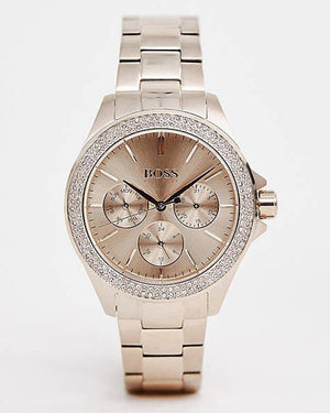 Hugo Boss Premiere Rose Gold Dial Rose Gold Steel Strap Watch for Women - 1502443