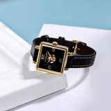 Coach Black Square Dial Black Leather Strap Watch for Women - 14503695