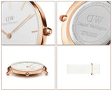 Daniel Wellington Petite Dover Quartz White Dial White NATO Strap Watch For Women - DW001000313