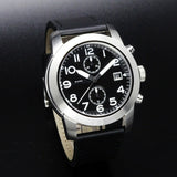 Marc Jacobs Larry Chronograph Black Dial Black Leather Strap Watch for Men - MBM5033