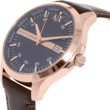 Armani Exchange Hampton Chronograph Blue Dial Brown Leather Strap Watch For Men - AX2172