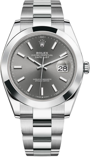 Rolex Datejust 41 Oyster Grey Dial Oystersteel Strap Watch for Men - M126300-0007
