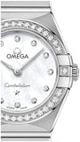 Omega Constellation Manhattan Quartz Diamonds Mother of Pearl Dial Silver Steel Strap Watch for Women - 131.15.25.60.55.001