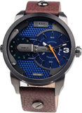 Diesel Mini Daddy Analog Blue Dial Brown Leather Strap Watch For Men - DZ7339
