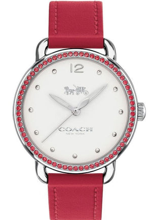 Coach Delancey White Dial Red Leather Strap Watch for Women - 14502878