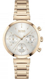 Hugo Boss Flawless Chronograph Silver Dial Rose Gold Steel Strap Watch for Women -1502531