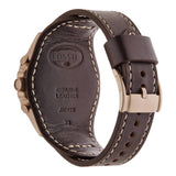 Fossil Nate Chronograph Gold Dial Brown Leather Strap Watch for Men - JR1495