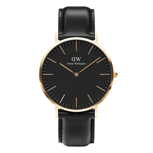 Daniel Wellington Classic Sheffield Black Dial Black Leather Strap Watch For Women - DW00100139
