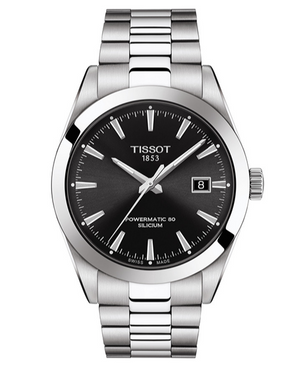 Tissot Gentleman Powermatic 80 Silicium Black Dial Silver Steel Strap Watch For Men - T127.407.11.051.00