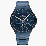 Tommy Hilfiger Justin Chronograph Blue Dial Blue Steel Strap Watch For Men - 1792058