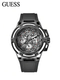 Guess Matrix Multifunction Grey Dial Grey Rubber Strap Watch for Men - GW0423G3