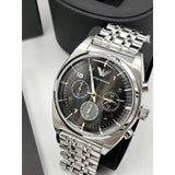 Emporio Armani Franco Black Dial Silver Steel Strap Watch For Men - AR0373