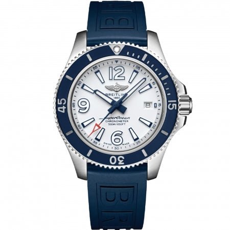 Breitling Superocean II Automatic 42mm White Dial Blue Rubber Strap Watch for Men - A17366D81A1S2