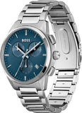 Hugo Boss Dapper Chronograph Blue Dial Silver Steel Strap Watch For Men - 1513927