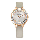Swarovski Lovely Crystals Mini Grey Dial Grey Leather Strap Watch for Women - 5261481