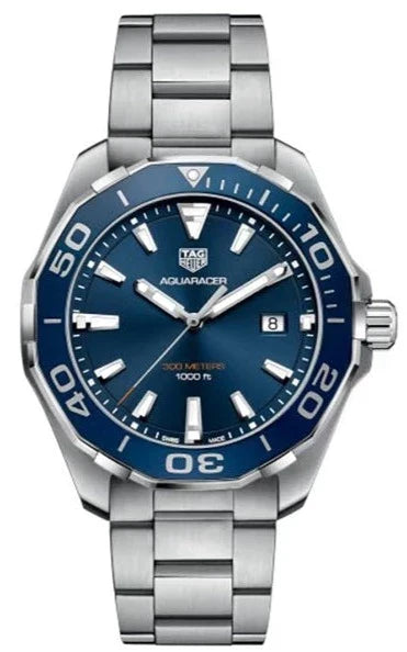 Tag Heuer Aquaracer Blue Dial Silver Steel Strap Watch for Men - WAY101C.BA0746