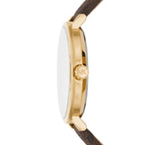 Michael Kors Addyson Three-Hand Silver Dial Brown Leather Strap Watch for Women - MK2945